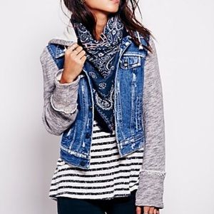FREE PEOPLE - Denim Knit Hooded Jacket